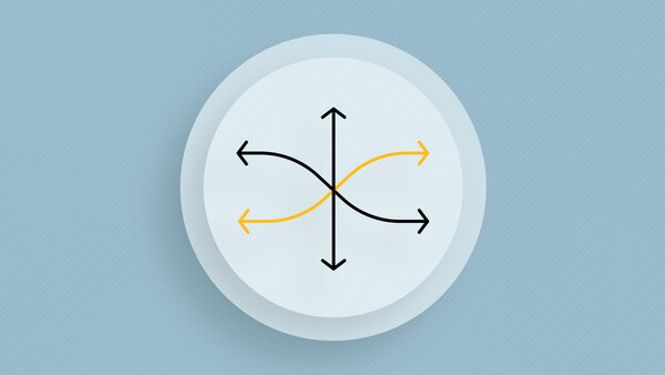 Symbolic image with three arrows curved into each other and pointing in different directions.