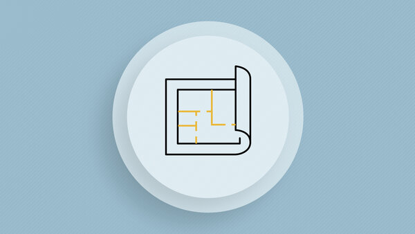 Symbolic image with a document, in this case a construction plan.