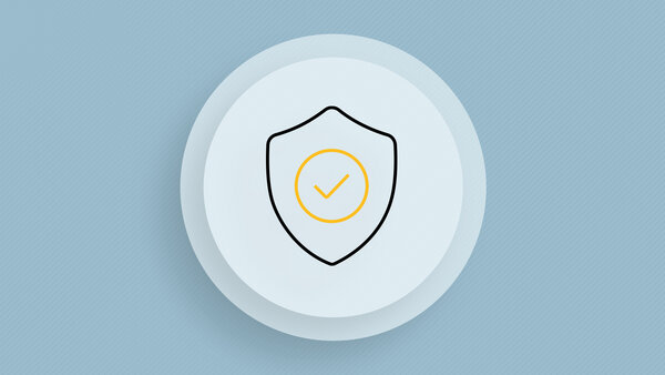 Symbolic image with a protective shield containing a hook.